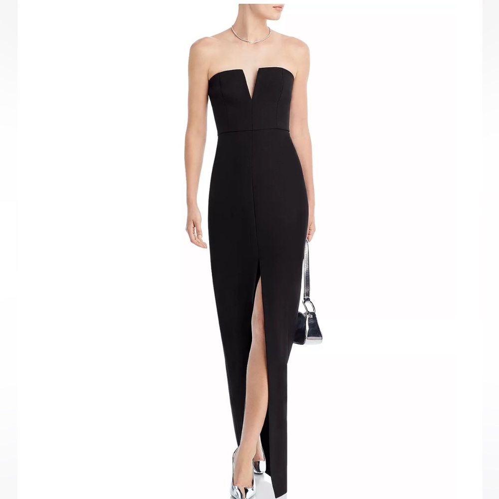 BCBG MAXAZRIA strapless crepe gown